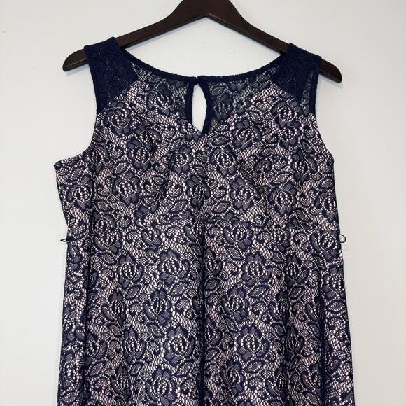 Motherhood Maternity Gender Reveal Dress Women's Large Pink Blue Lace Ribbon NWT - Picture 2 of 12